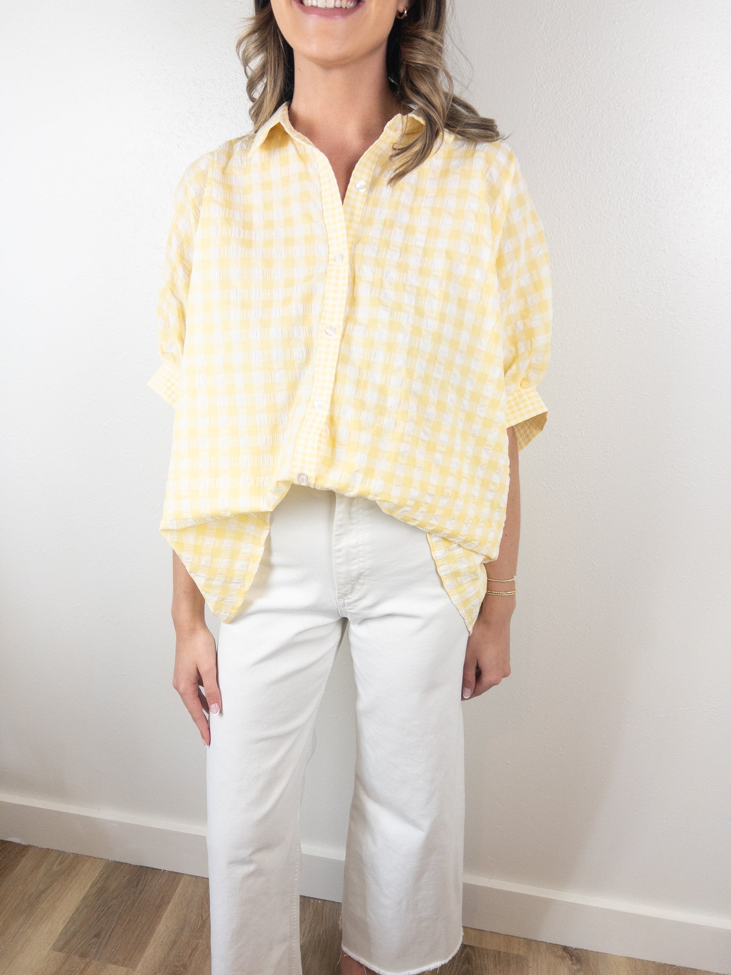 Lemon gingham oversize top