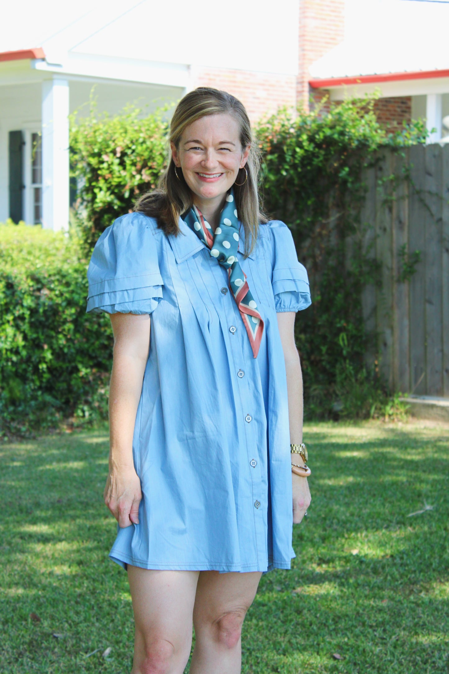 Collared denim mini dress