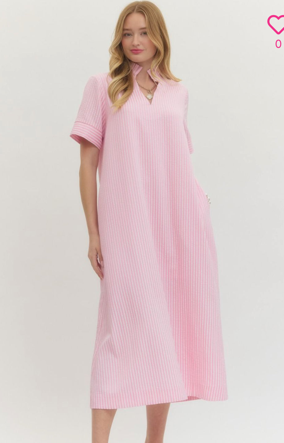 Pink Ruffle Collar Midi