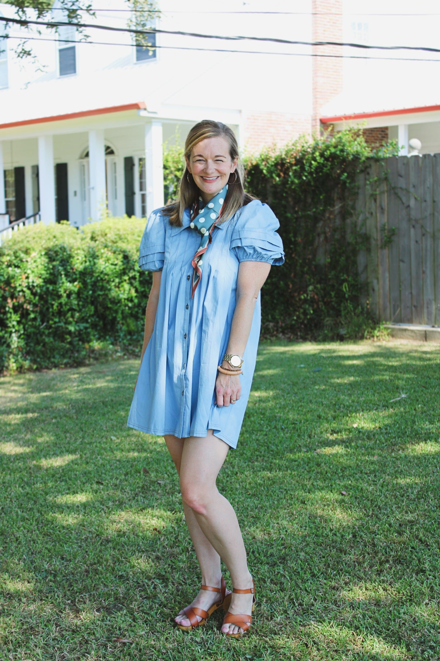 Collared denim mini dress