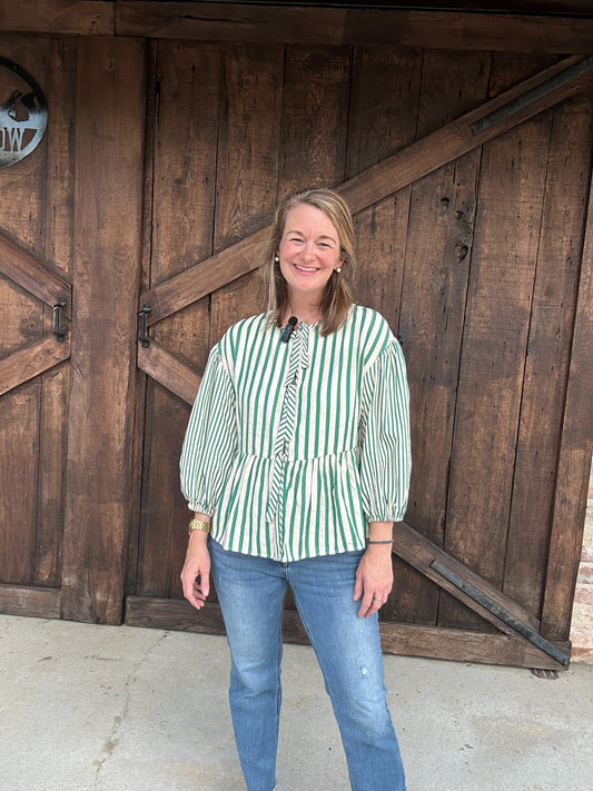 Green Stripe Blouse