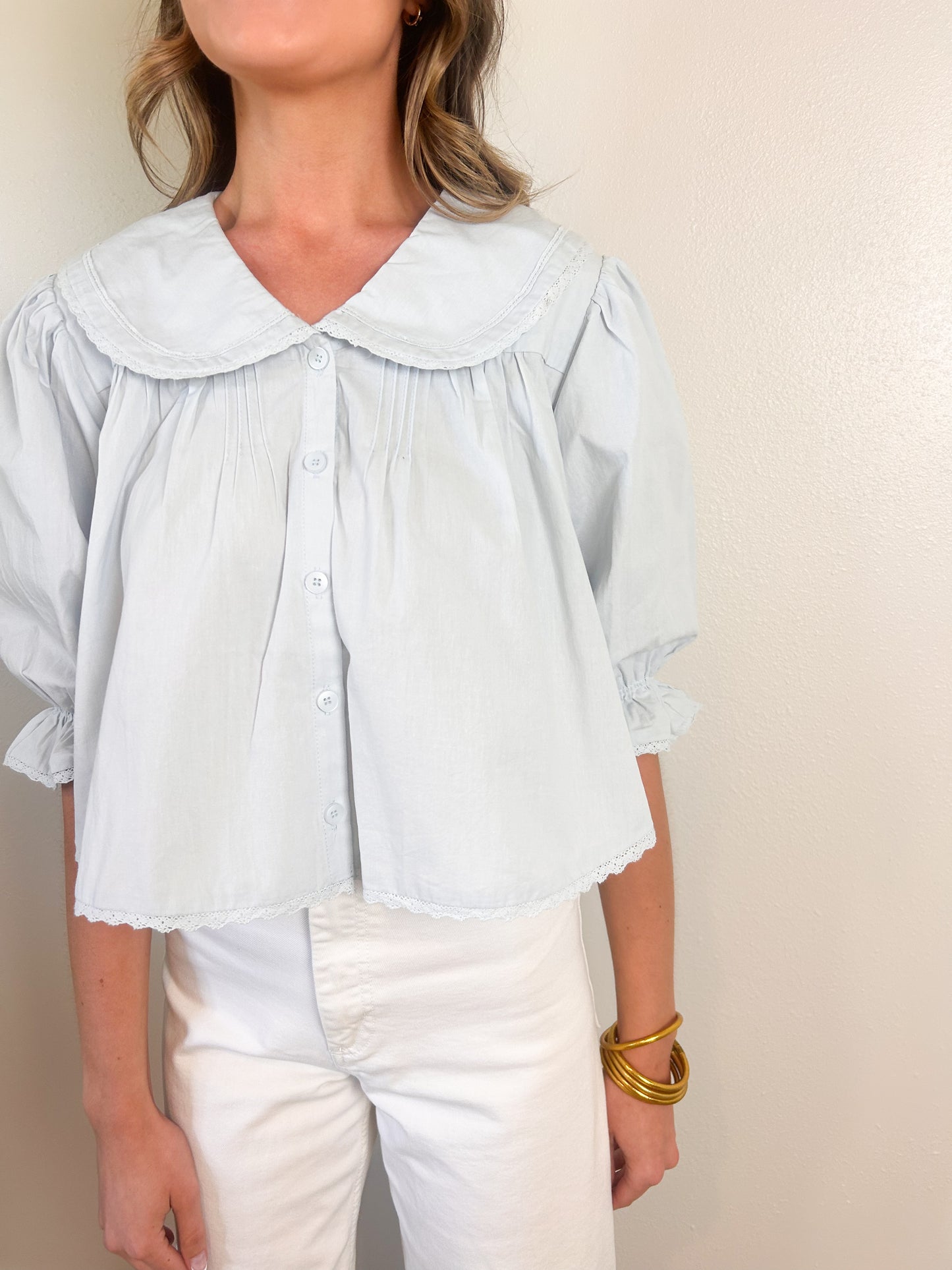 Baby blue Peter Pan collar top