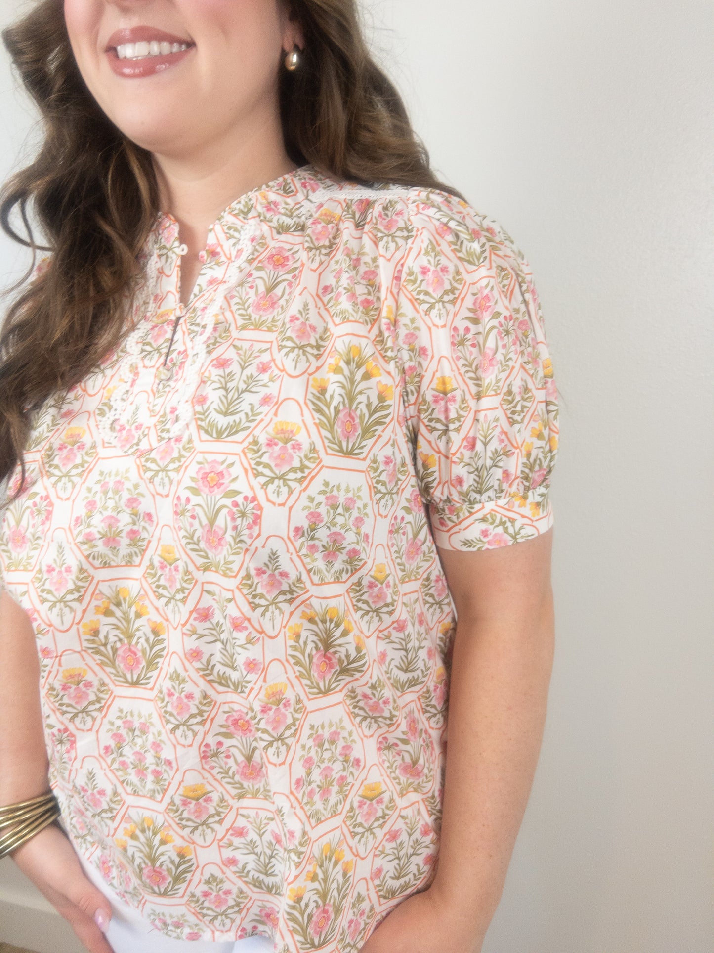 Pink & Yellow floral top