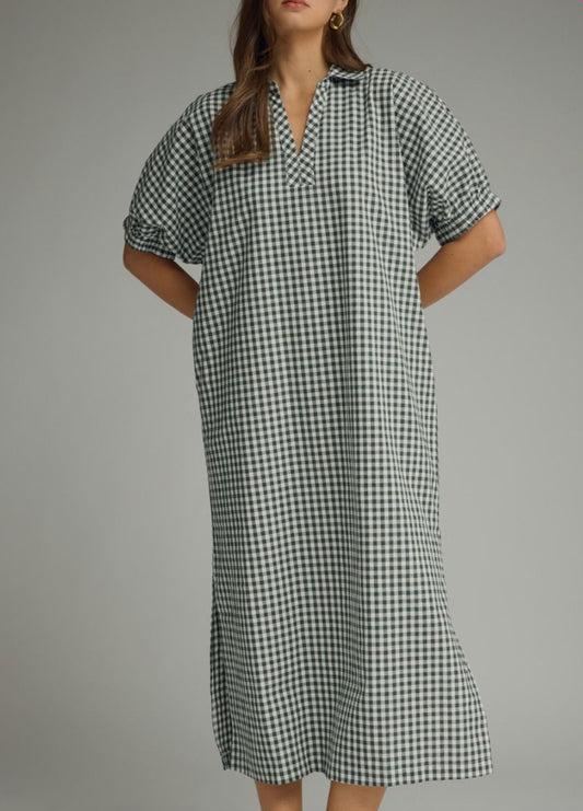 Olive Gingham Maxi