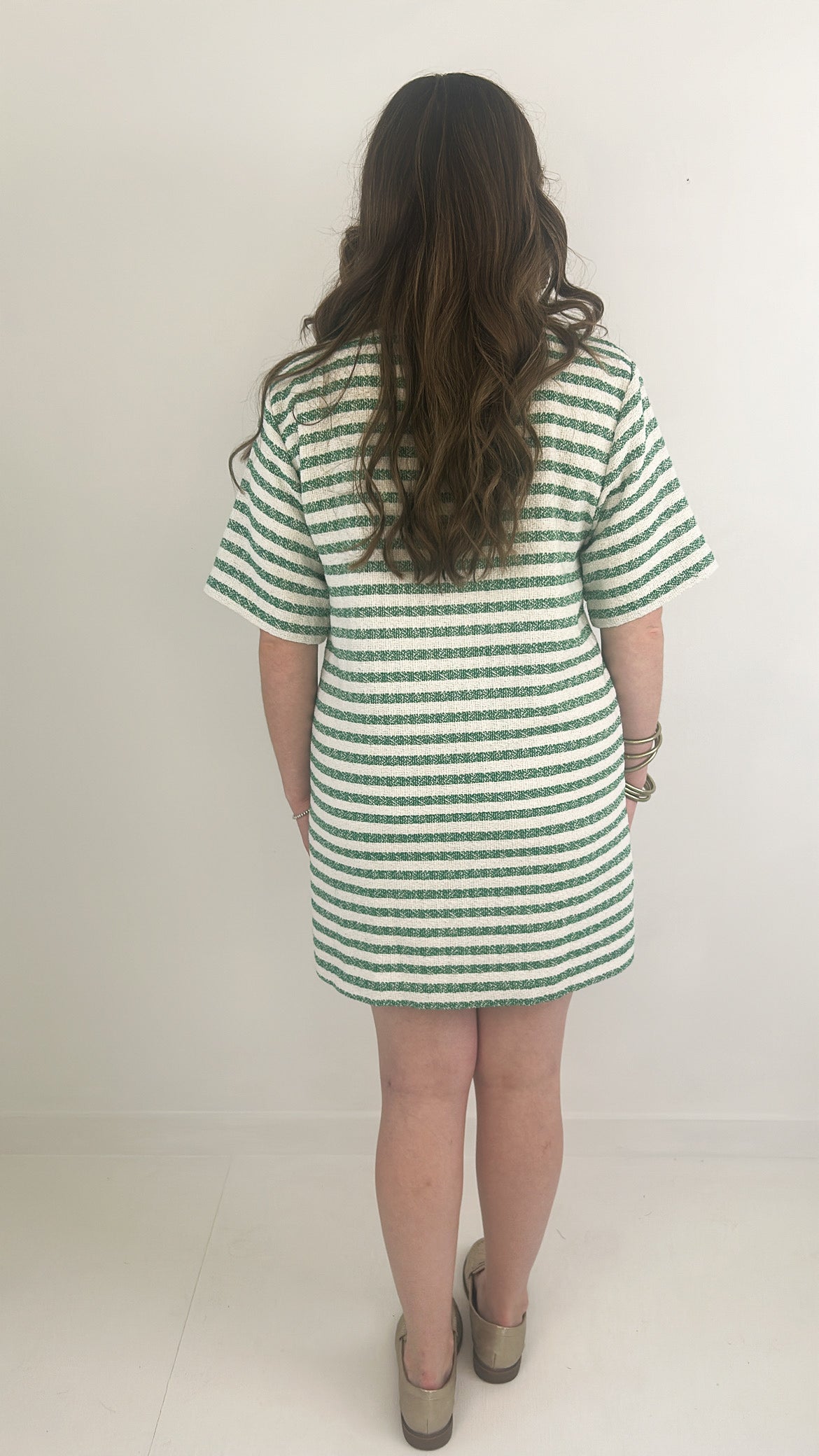 Green Stripe Collar Dress