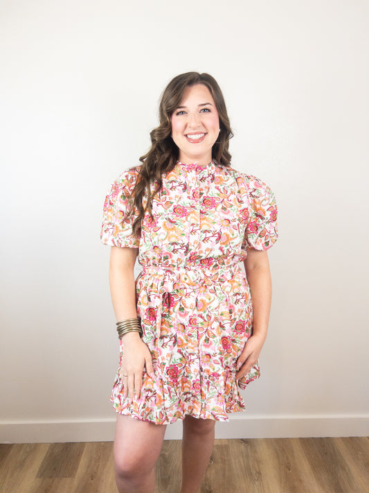 Andrea Floral Belt Dress